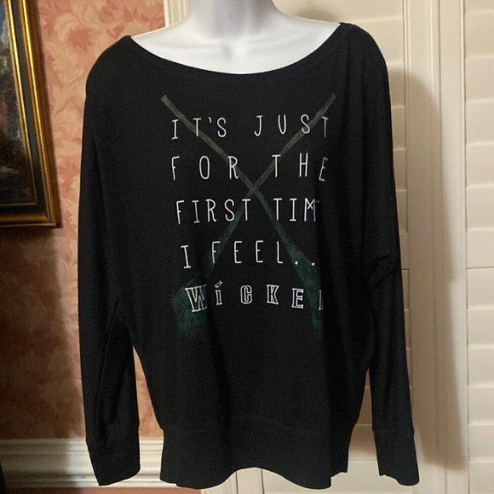 WICKED Broadway Swag: Black Long Sleeve Tshirt, Large